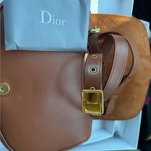 Dior Tan Leather Shoulder Bag with Gold Accents
